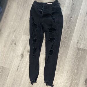 Women's Black Distressed Jeans